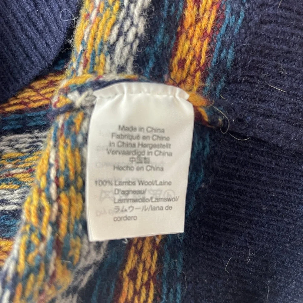 J Crew Crewneck Sweater Mens Medium Multicolor Fair Isle Lambswool Nordic Preppy